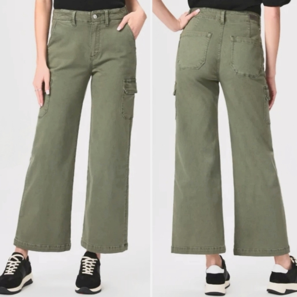 Paige Womens NWT Carly Cargo Pants with Pockets in Vintage Ivy Green Size 28